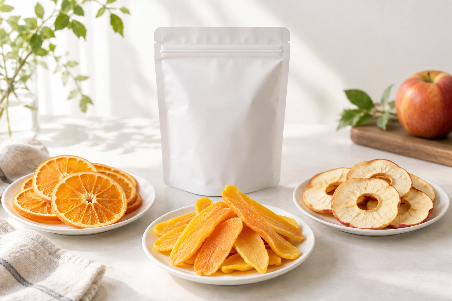 乾燥したオレンジとマンゴーとりんご