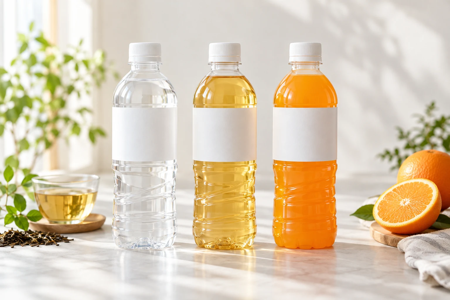 無地のラベルのペットボトル飲料